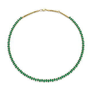 Baby Reverse Water Drop Emerald Tennis Necklace Yellow Gold 14-16" 14k by Logan Hollowell Jewelry