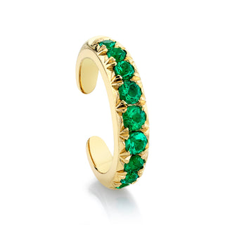 French Pave Graduated Emerald Ear Cuff Yellow Gold   by Logan Hollowell Jewelry