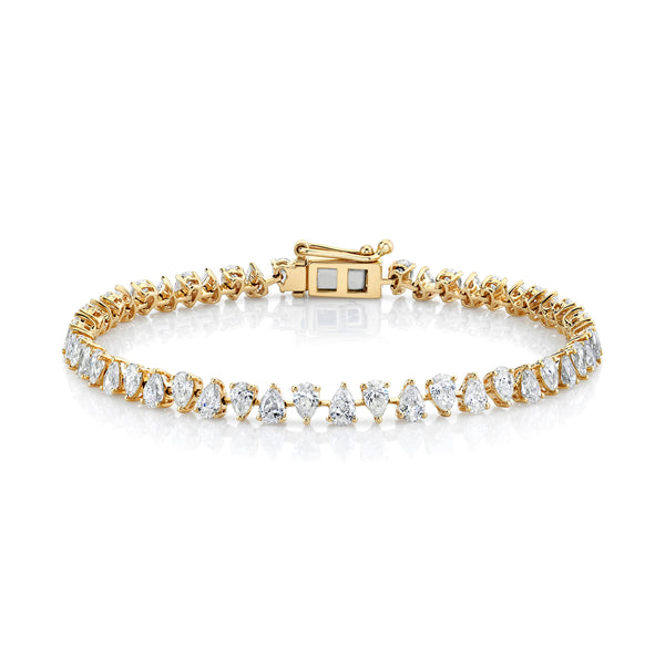 Reverse Water Drop Moissanite Tennis Bracelet Yellow Gold 6.5" by Logan Hollowell Jewelry
