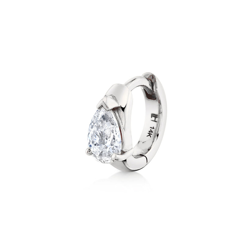 Water Drop Diamond Pear Huggies | Ready to Ship by Logan Hollowell Jewelry