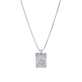 Air Element Plate Necklace 18" White Gold  by Logan Hollowell Jewelry