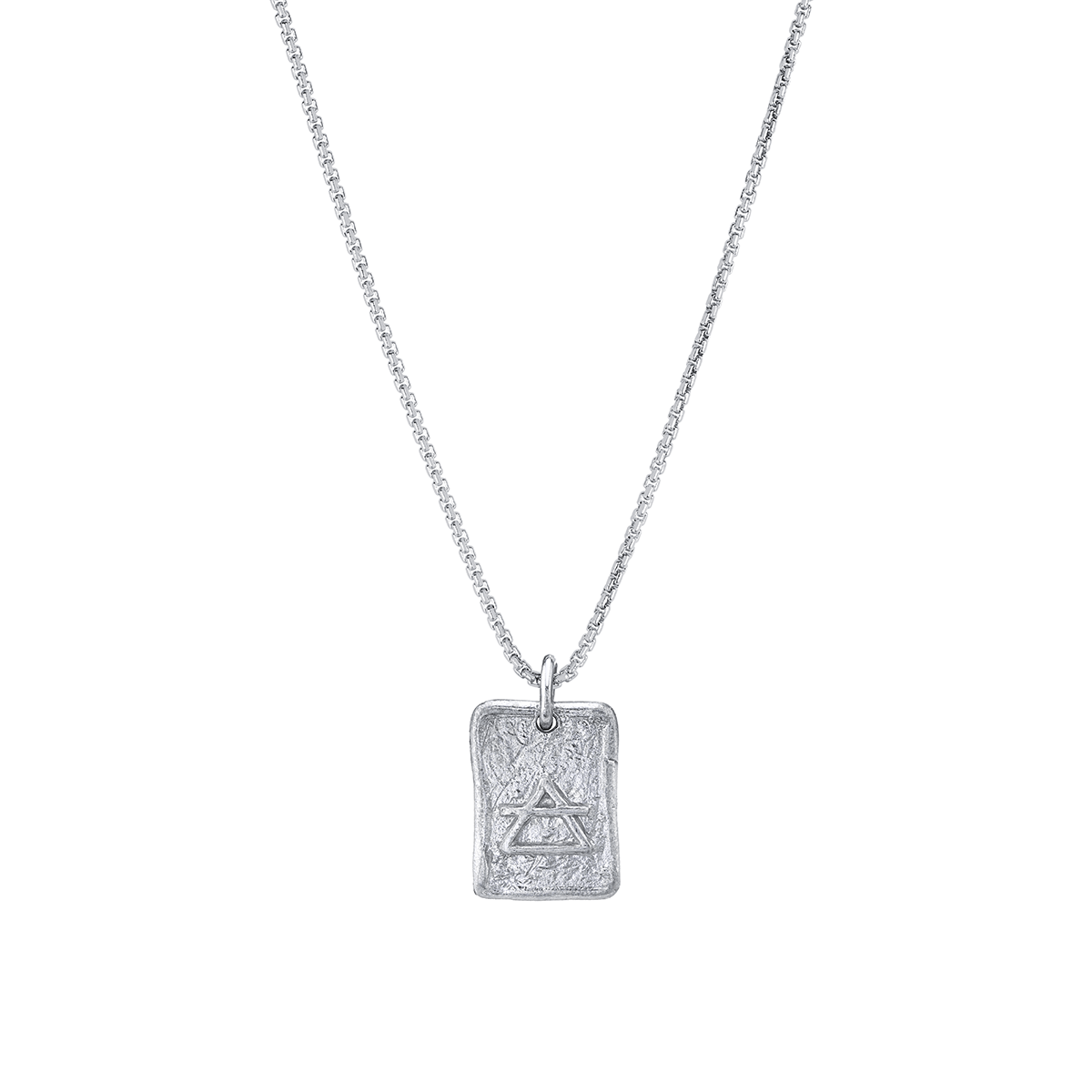 Air Element Plate Necklace White Gold 18" by Logan Hollowell Jewelry