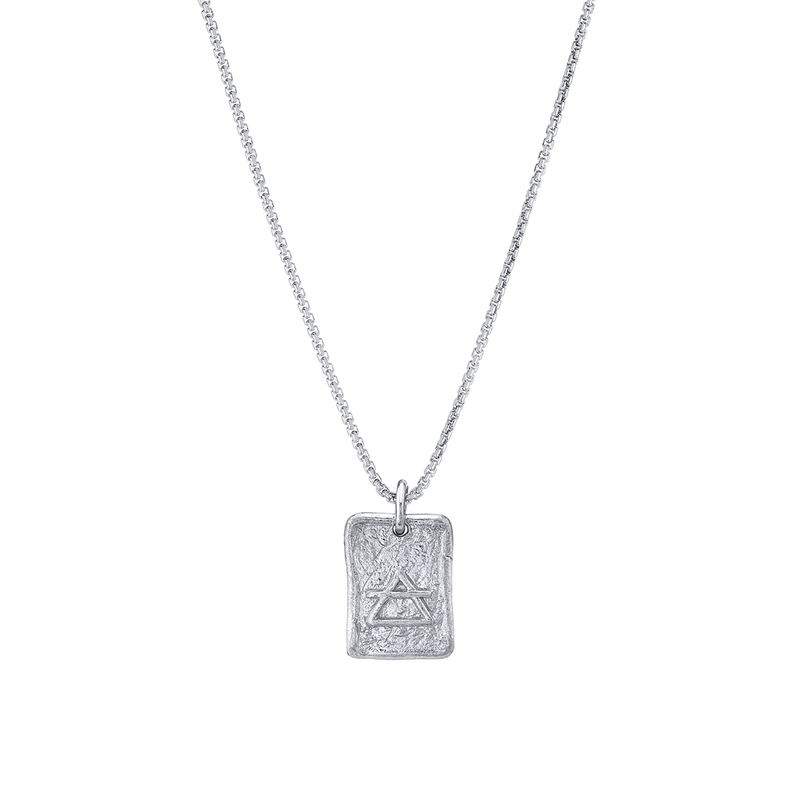 Air Element Plate Necklace White Gold 18" by Logan Hollowell Jewelry