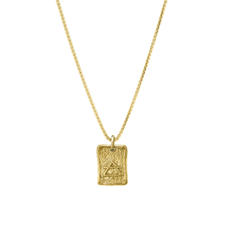 Air Element Plate Necklace 18" Yellow Gold  by Logan Hollowell Jewelry