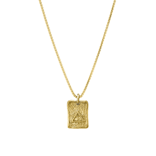 Air Element Plate Necklace Yellow Gold 18" by Logan Hollowell Jewelry