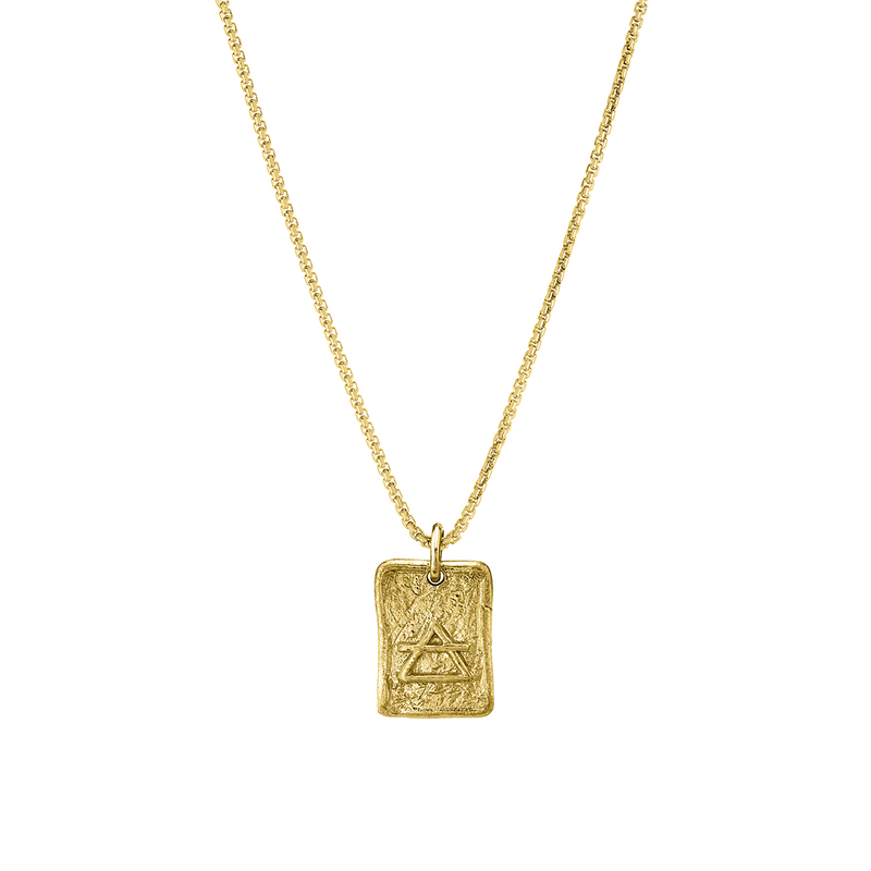 Air Element Plate Necklace Yellow Gold 18" by Logan Hollowell Jewelry