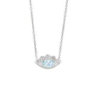 Angel Eye Aquamarine Necklace White Gold 16"  by Logan Hollowell Jewelry