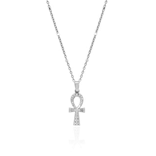 Diamond Eternal Ankh Cross Necklace White Gold Twinkle Chain 15-16" by Logan Hollowell Jewelry