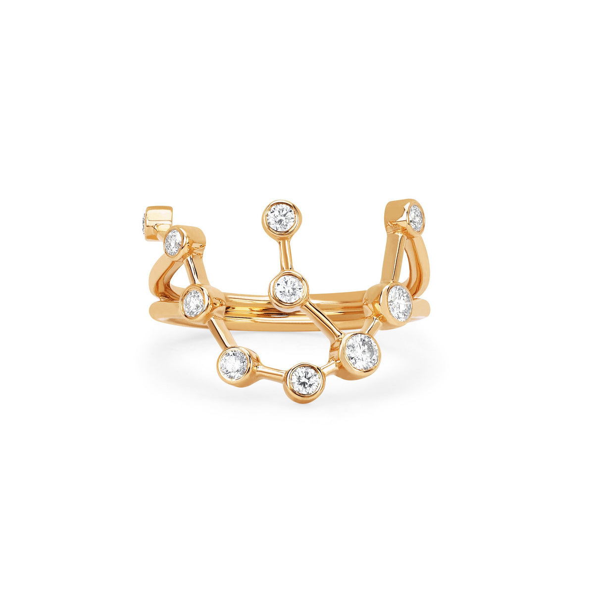 Aquarius Constellation Ring Yellow Gold 3  by Logan Hollowell Jewelry