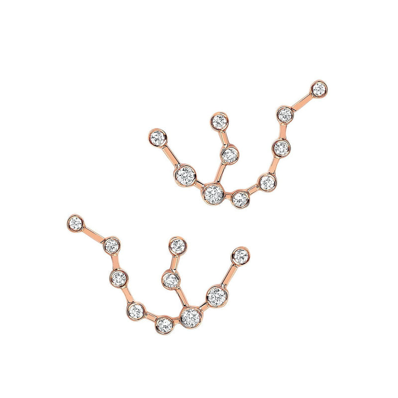 Petite Aquarius Constellation Studs Rose Gold Pair by Logan Hollowell Jewelry