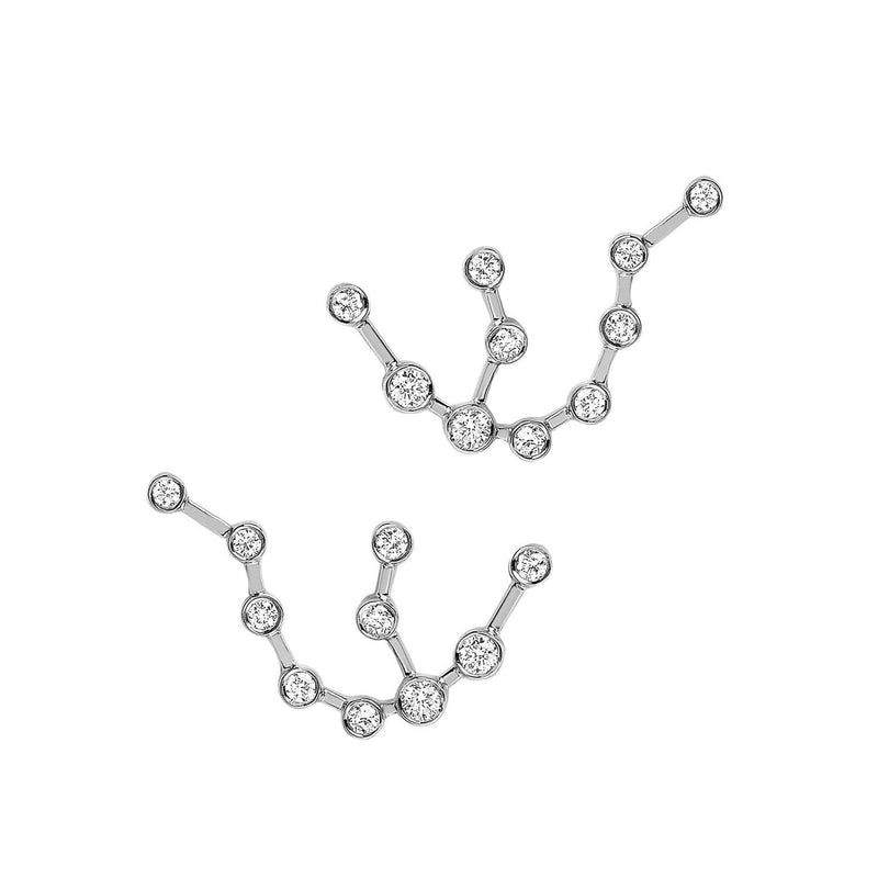 Petite Aquarius Constellation Studs White Gold Pair by Logan Hollowell Jewelry