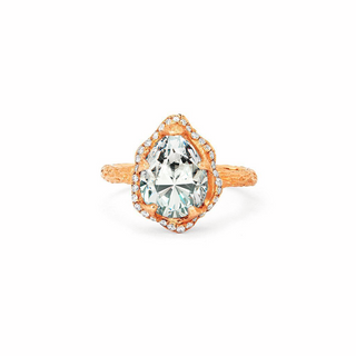 Baby Queen Water Drop Diamond Setting with Full Pavé Halo Rose Gold   by Logan Hollowell Jewelry