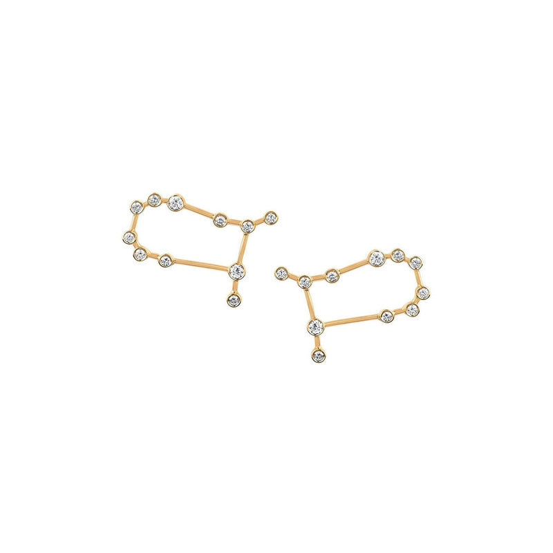 Petite Gemini Diamond Constellation Studs Yellow Gold Pair by Logan Hollowell Jewelry