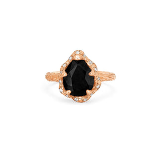 Baby Queen Water Drop Onyx Ring with Sprinkled Diamonds Rose Gold 5  by Logan Hollowell Jewelry