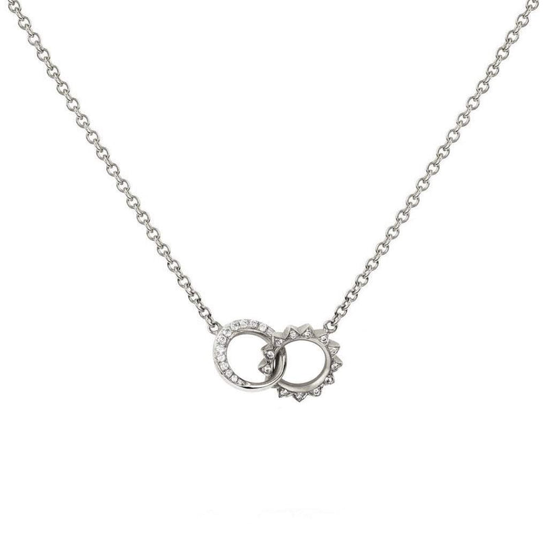 Petite Pavé Diamond Interlocking Unity Necklace White Gold 14"-15" by Logan Hollowell Jewelry