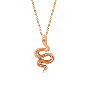 Kundalini Snake Pendant with Star Set Diamonds 16" Rose Gold  by Logan Hollowell Jewelry