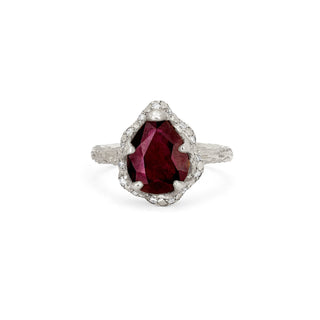 Baby Queen Water Drop Ruby Ring with Sprinkled Diamonds White Gold 5  by Logan Hollowell Jewelry