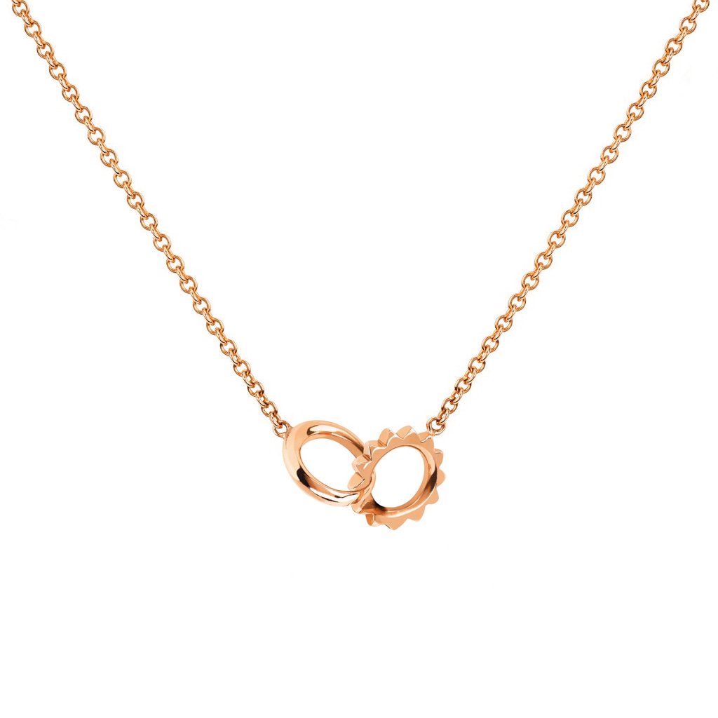 Petite Solid Interlocking Unity Necklace Rose Gold 14-15" by Logan Hollowell Jewelry