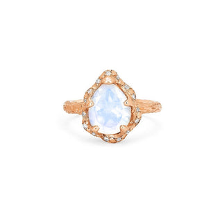 Baby Queen Water Drop Moonstone Ring with Sprinkled Diamonds Rose Gold 4  by Logan Hollowell Jewelry