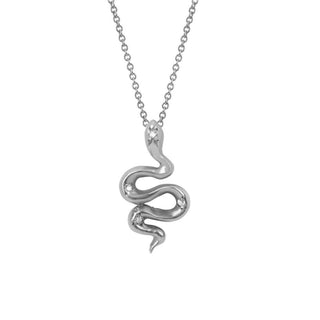 Kundalini Snake Pendant with Star Set Diamonds 16" White Gold  by Logan Hollowell Jewelry