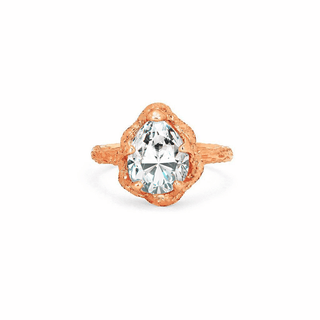 Baby Queen Water Drop Diamond Solitaire Setting Rose Gold   by Logan Hollowell Jewelry
