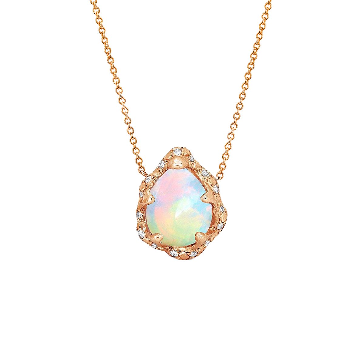 Eris' White Gold Crystal Opal Necklace - Black Star Opal