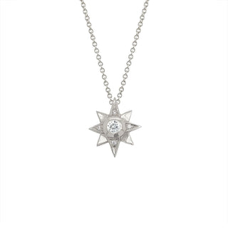 North Star Diamond Necklace White Gold Standard Solid Chain 16" by Logan Hollowell Jewelry