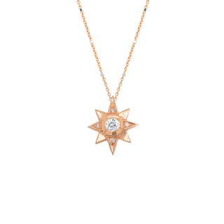 North Star Diamond Necklace Rose Gold Twinkle Chain 16" by Logan Hollowell Jewelry