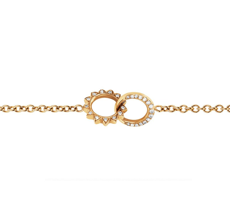 Baby Pavé Diamond Interlocking Unity Bracelet | Ready to Ship Yellow Gold by Logan Hollowell Jewelry