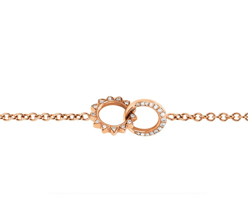 Petite Pavé Diamond Interlocking Unity Bracelet Rose Gold by Logan Hollowell Jewelry
