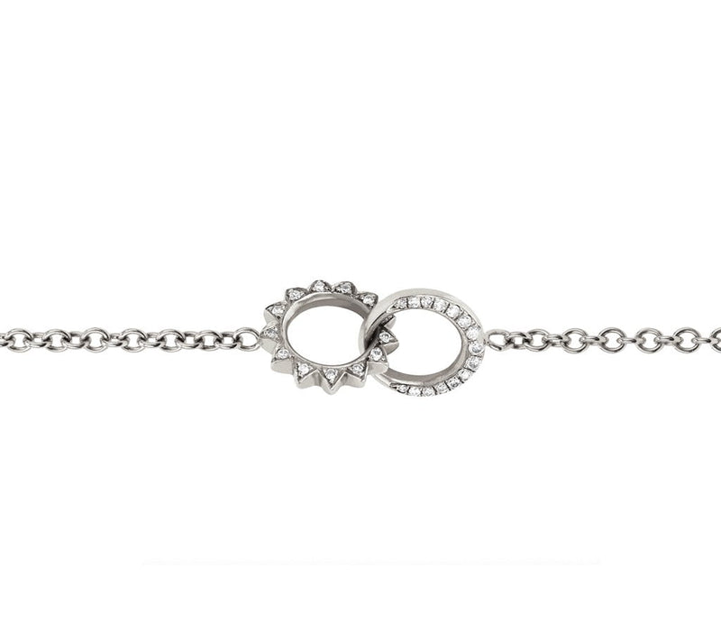 Petite Pavé Diamond Interlocking Unity Bracelet White Gold by Logan Hollowell Jewelry
