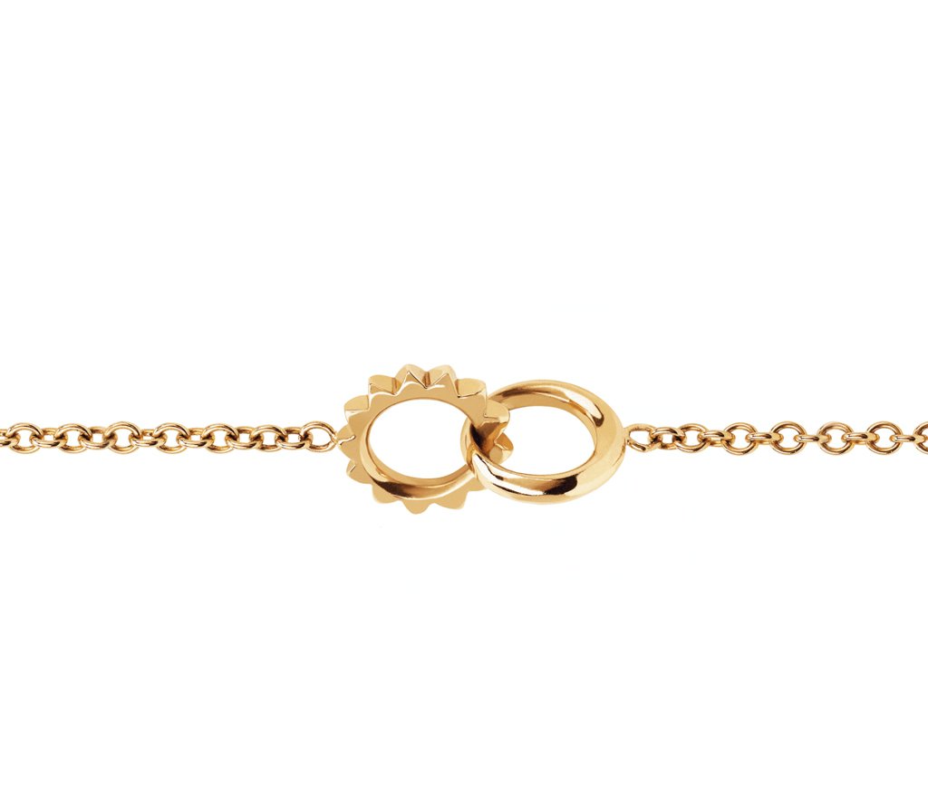Petite Solid Interlocking Unity Bracelet Yellow Gold by Logan Hollowell Jewelry