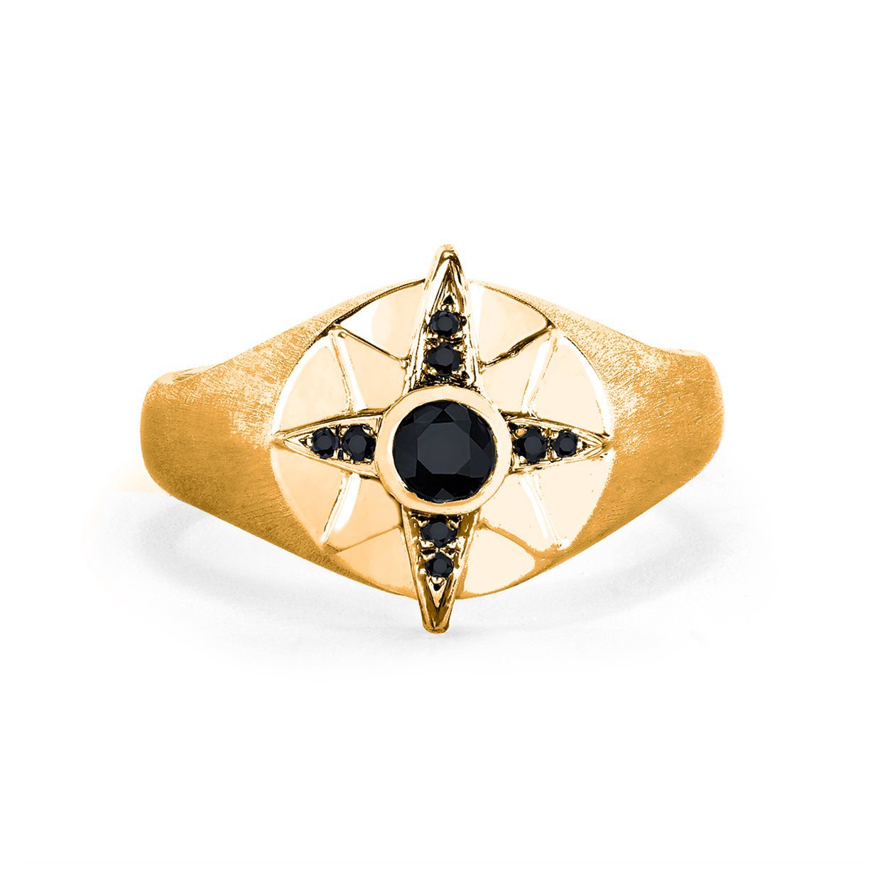 Hex Signet Ring with Topographic Engraving in 18K Gold - Baxter Moerman