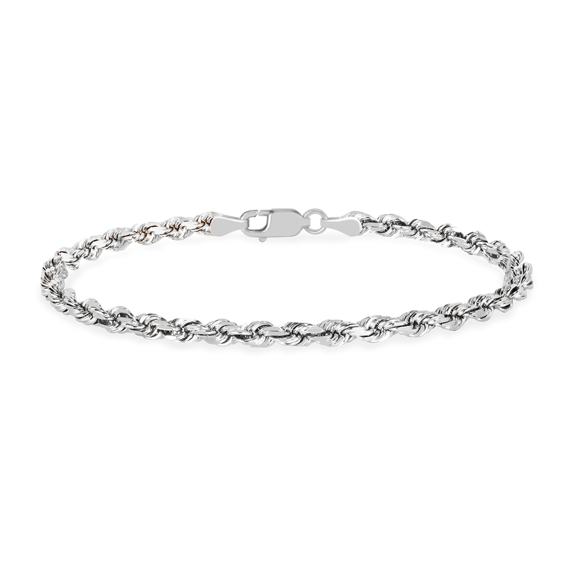 Men's Rope Chain Bracelet | Ready to Ship White Gold 8" by Logan Hollowell Jewelry