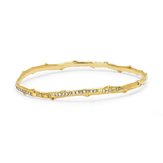 Pavé Diamond Rose Thorn Bangle | Ready to Ship Yellow Gold   by Logan Hollowell Jewelry