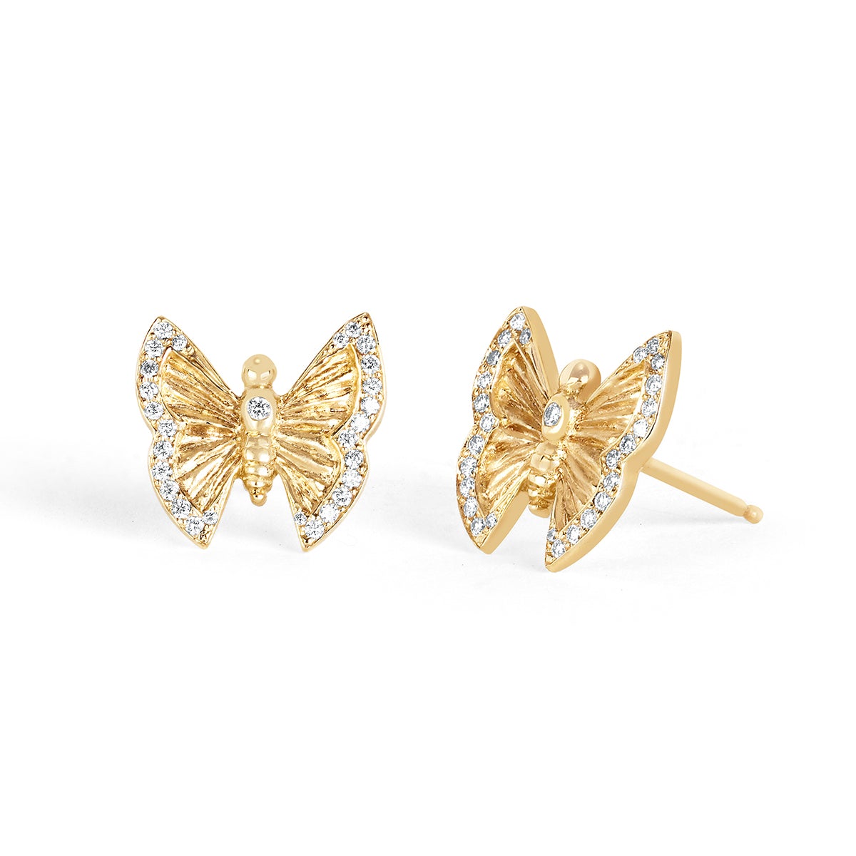 Metamorphosis Butterfly Studs Yellow Gold Single by Logan Hollowell Jewelry