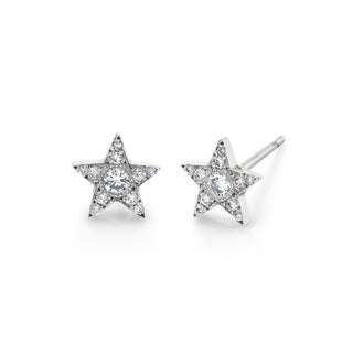 11 Diamond Star Studs White Gold Pair  by Logan Hollowell Jewelry