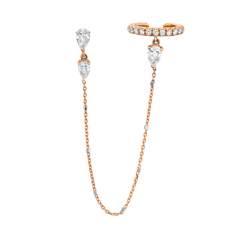 Water Drop Diamond Cuff Earring Rose Gold by Logan Hollowell Jewelry