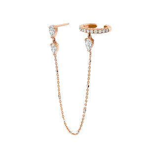 French Pave Ear Cuff with Triple Water Drop Diamond Twinkle Earring    by Logan Hollowell Jewelry