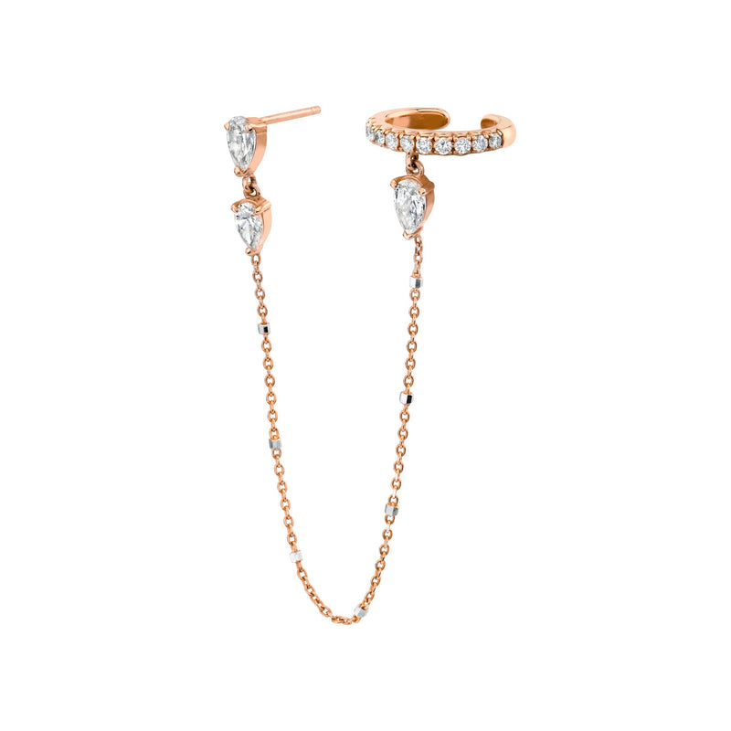 Water Drop Diamond Cuff Earring by Logan Hollowell Jewelry