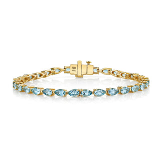 Aquamarine Water Drop Bracelet Yellow Gold   by Logan Hollowell Jewelry