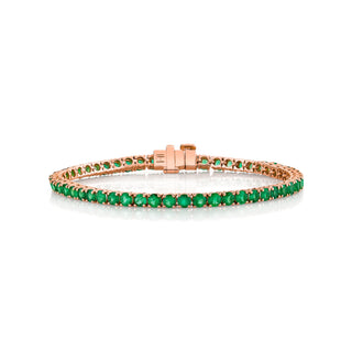 Emerald Tennis Bracelet 6.5" Rose Gold  by Logan Hollowell Jewelry