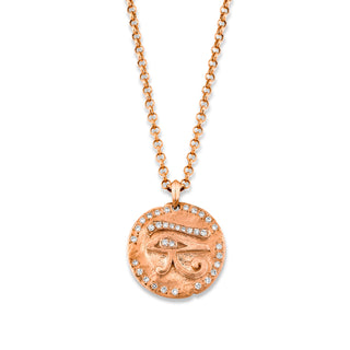 18k Eye of Horus Coin Pendant 16" Rose Gold  by Logan Hollowell Jewelry