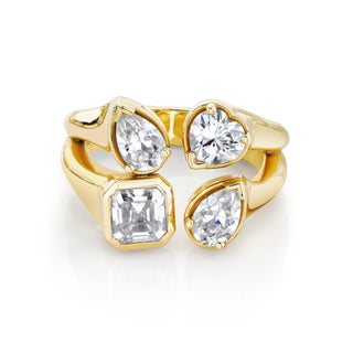 Lover's Ensemble Moissanite Ring 4 Yellow Gold  by Logan Hollowell Jewelry