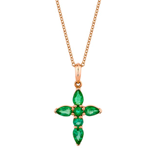 Medium Emerald Faith Pendant 16"-18" Rose Gold  by Logan Hollowell Jewelry