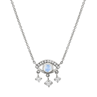 Moonstone Eye of Emotions Necklace White Gold   by Logan Hollowell Jewelry