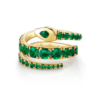 Emerald Triple Coil Kundalini Ring | Ready to Ship Yellow Gold 3.5 by Logan Hollowell Jewelry