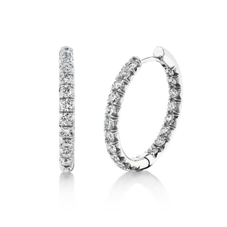 Large Inside Out French Pavé Diamond Hoops White Gold   by Logan Hollowell Jewelry