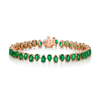 Reverse Water Drop Emerald Tennis Bracelet 6.5" Rose Gold  by Logan Hollowell Jewelry