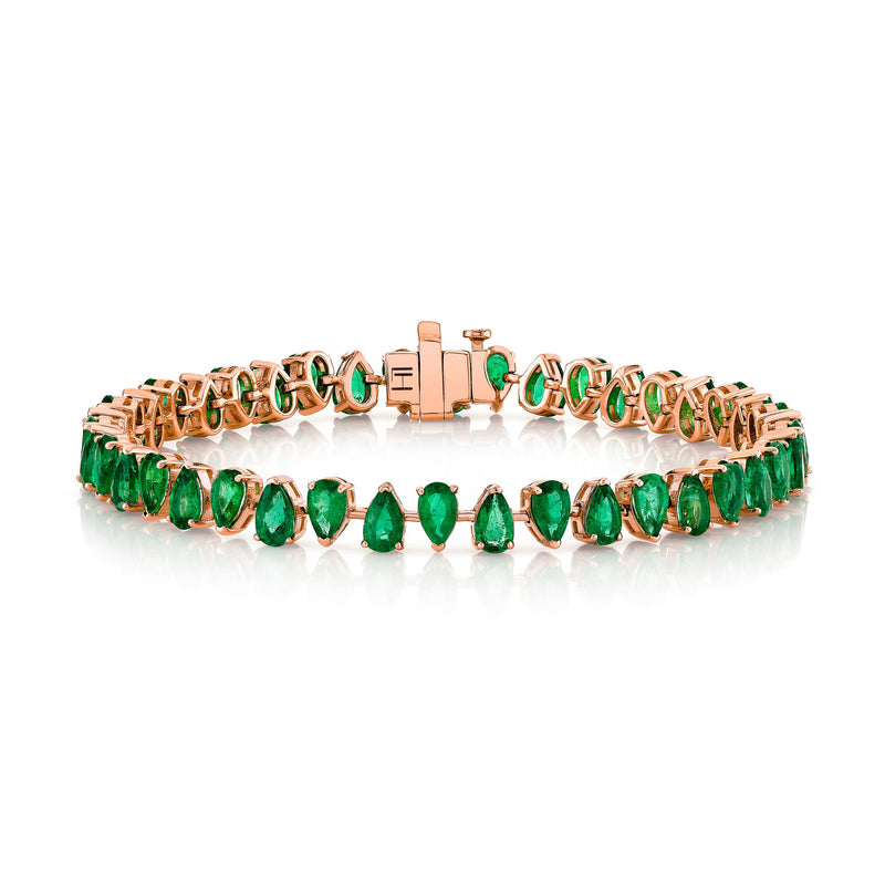 Reverse Water Drop Emerald Tennis Bracelet | Ready to Ship by Logan Hollowell Jewelry